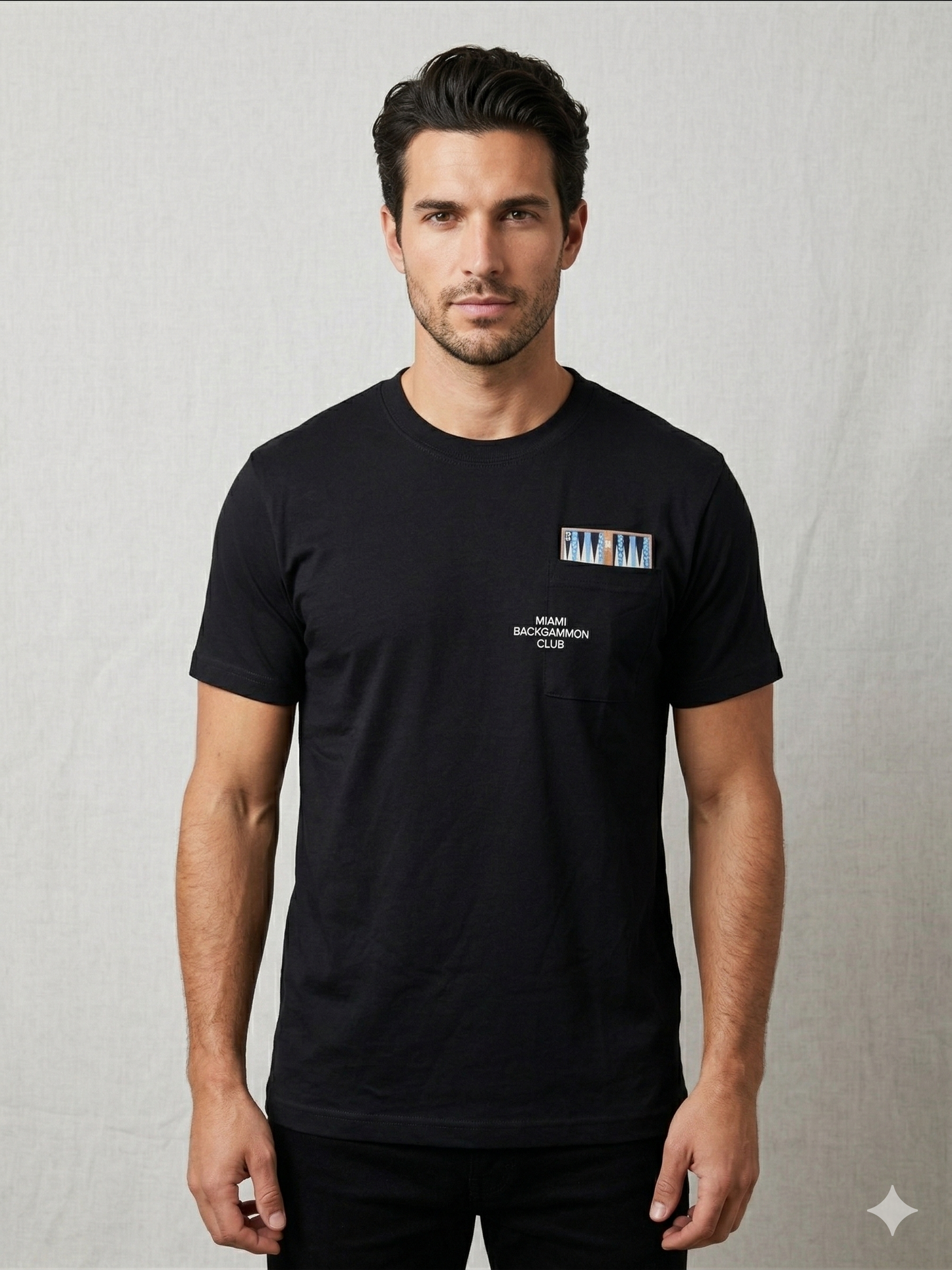 Miami Backgammon Club Pocket Tee – Stealth Black