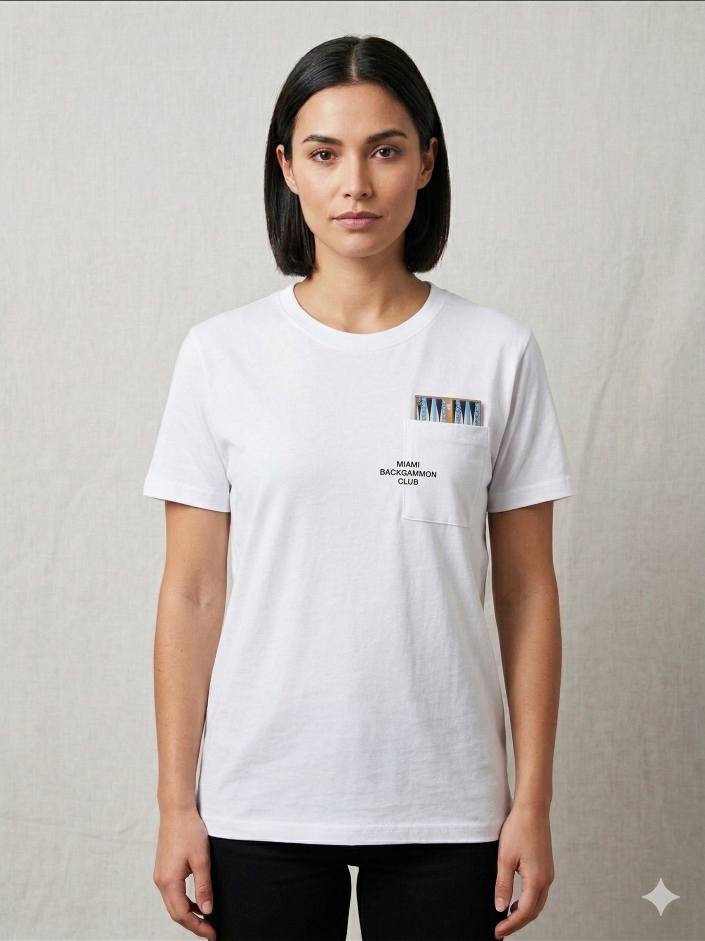Miami Backgammon Club Pocket Tee – Classic White