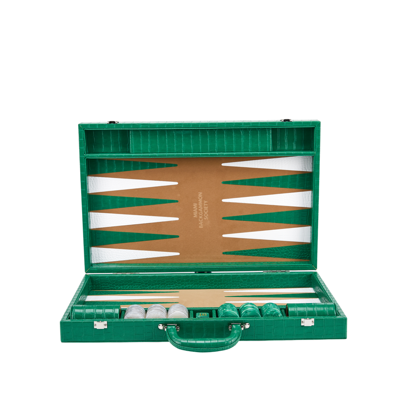 Miami Backgammon Society Crocodile Board — Émeraude