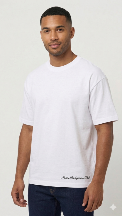 The Signature Script Tee - White | Miami Backgammon Club