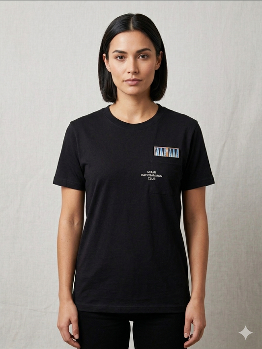 Miami Backgammon Club Pocket Tee – Stealth Black