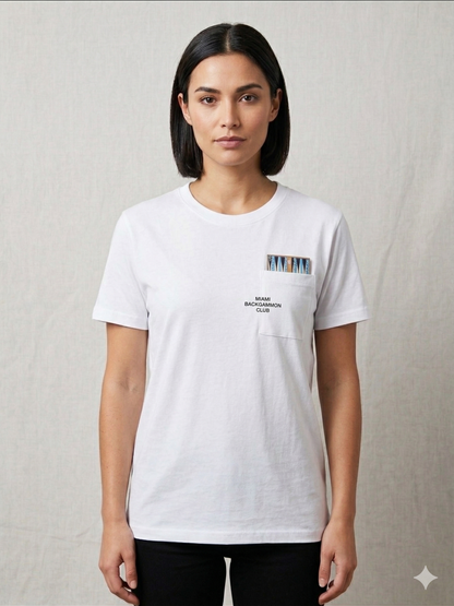 Miami Backgammon Club Pocket Tee – Classic White