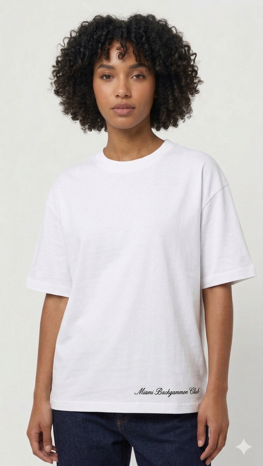 The Signature Script Tee - White | Miami Backgammon Club