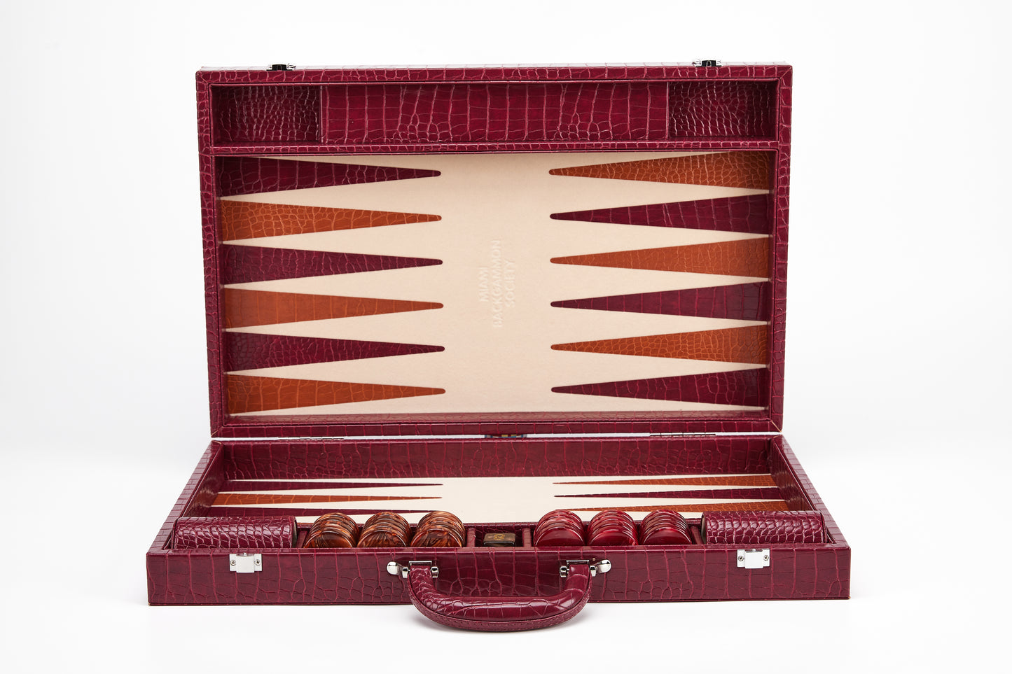 PRE-ORDER: Miami Backgammon Society Crocodile Board — Bordeaux