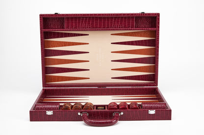 PRE-ORDER: Miami Backgammon Society Crocodile Board — Bordeaux