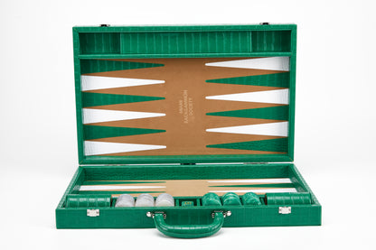 PRE-ORDER: Miami Backgammon Society Crocodile Board — Emerald