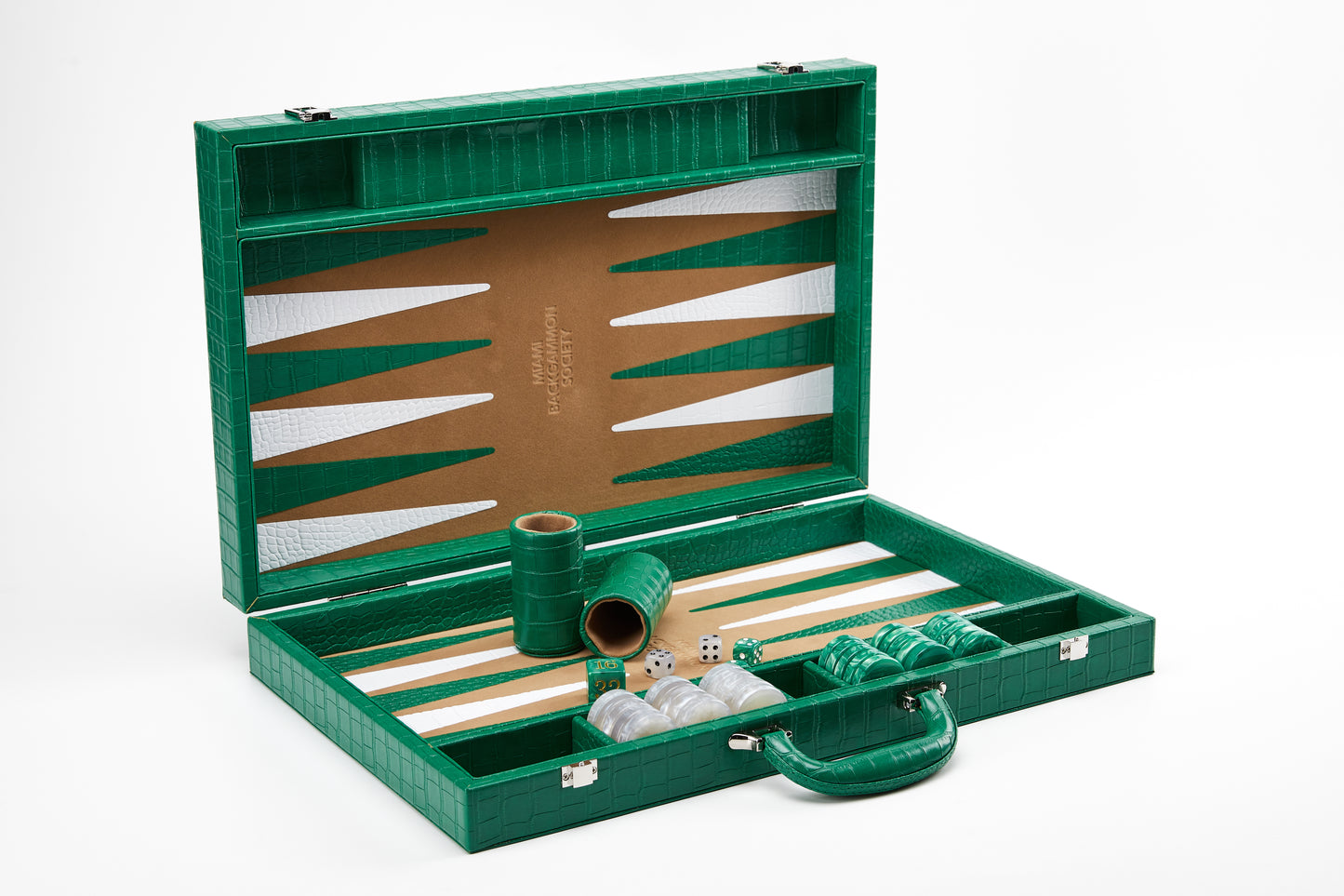 PRE-ORDER: Miami Backgammon Society Crocodile Board — Emerald