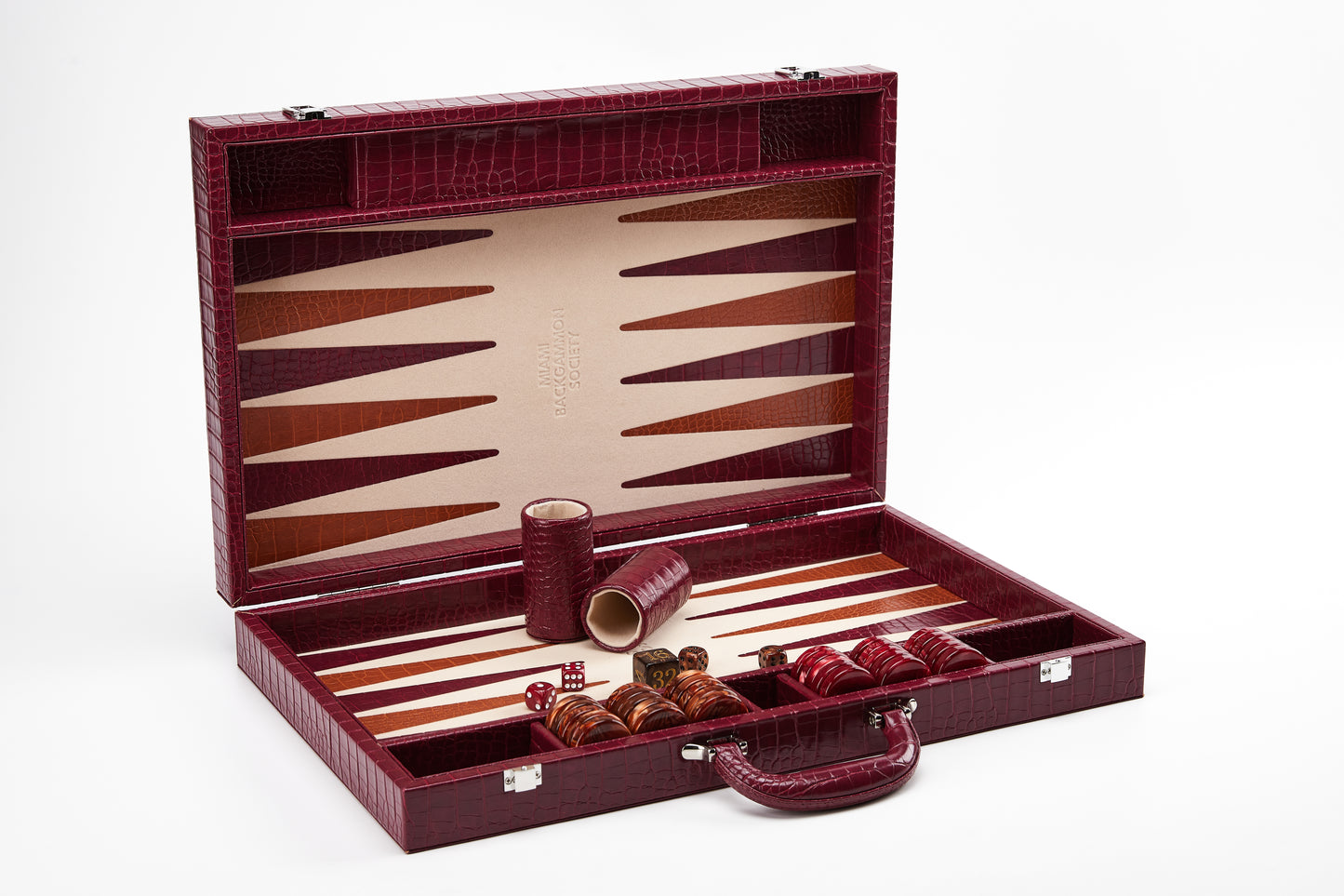 PRE-ORDER: Miami Backgammon Society Crocodile Board — Bordeaux