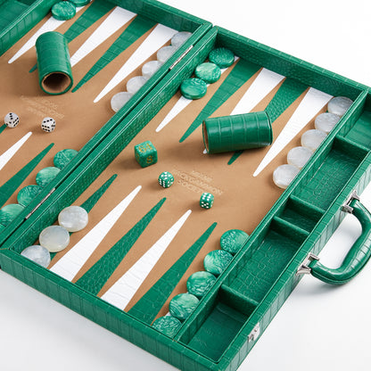 PRE-ORDER: Miami Backgammon Society Crocodile Board — Emerald