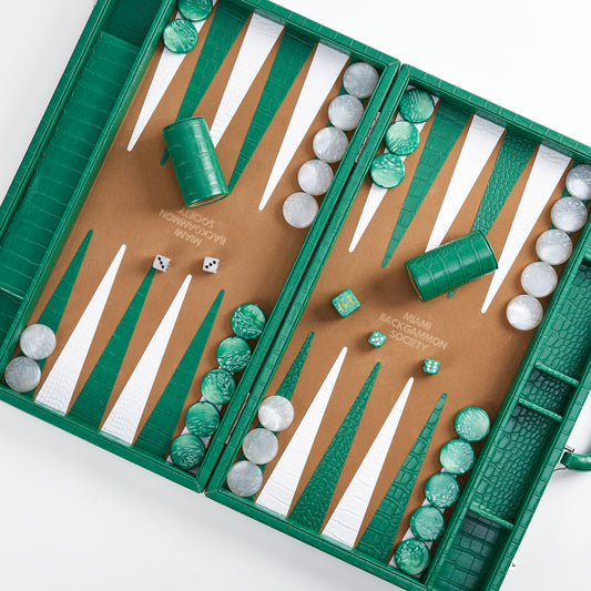 PRE-ORDER: Miami Backgammon Society Crocodile Board — Emerald
