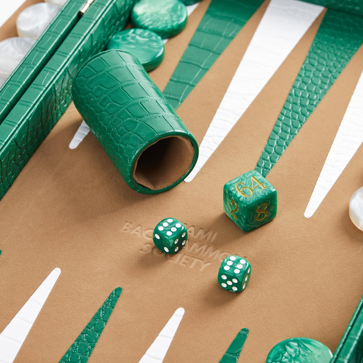 PRE-ORDER: Miami Backgammon Society Crocodile Board — Emerald