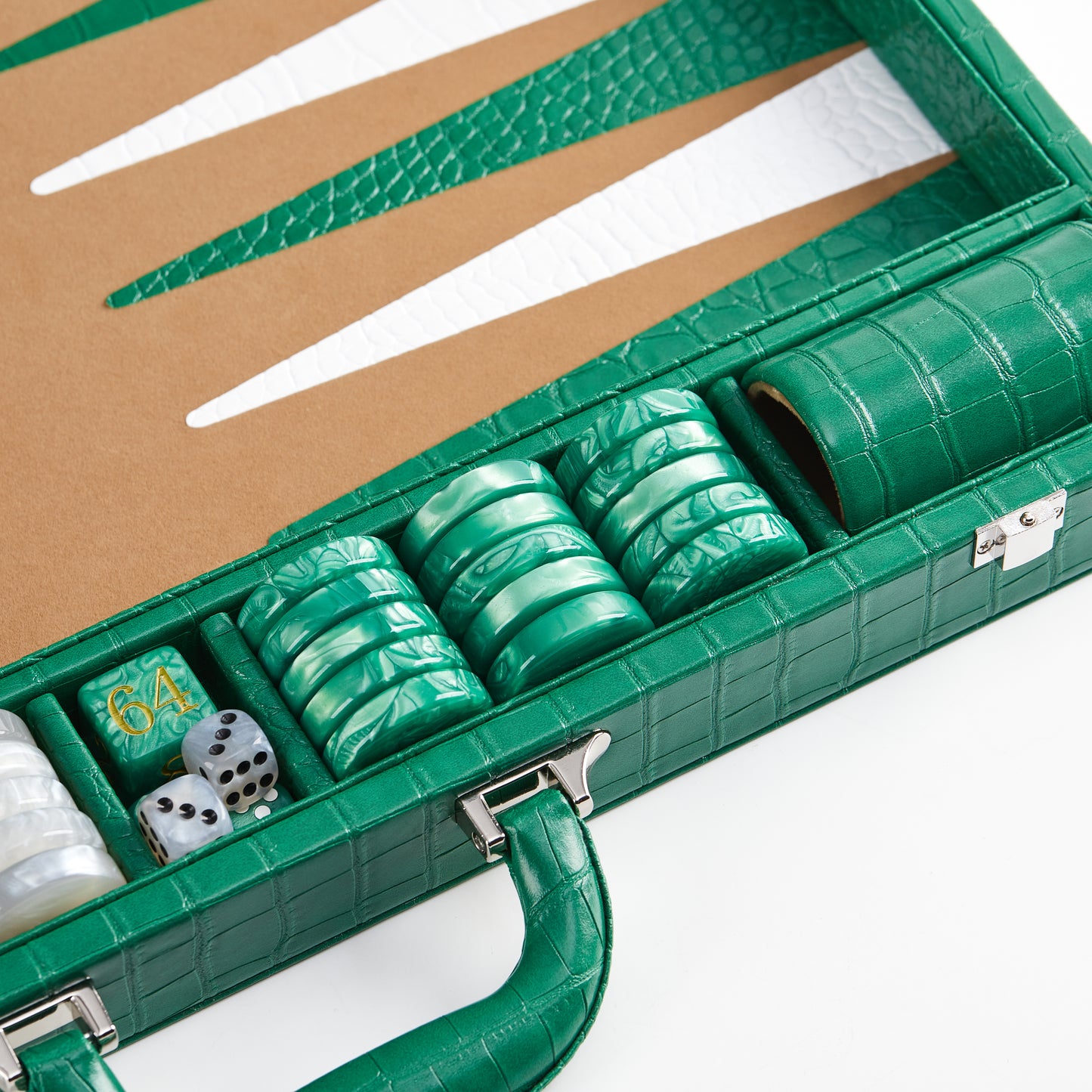 PRE-ORDER: Miami Backgammon Society Crocodile Board — Emerald