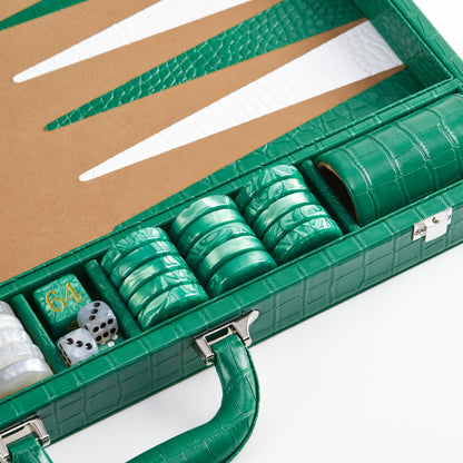PRE-ORDER: Miami Backgammon Society Crocodile Board — Emerald