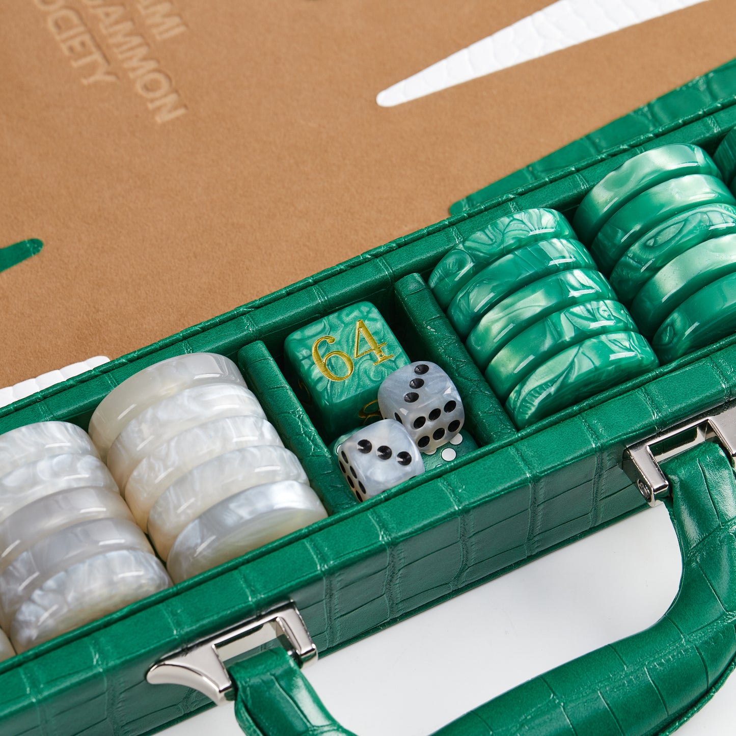 PRE-ORDER: Miami Backgammon Society Crocodile Board — Emerald
