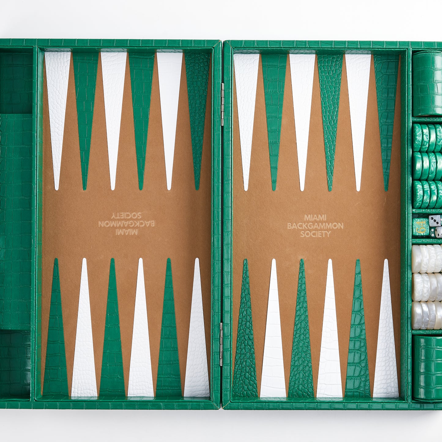 PRE-ORDER: Miami Backgammon Society Crocodile Board — Emerald
