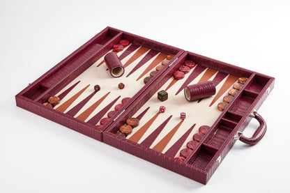 PRE-ORDER: Miami Backgammon Society Crocodile Board — Bordeaux