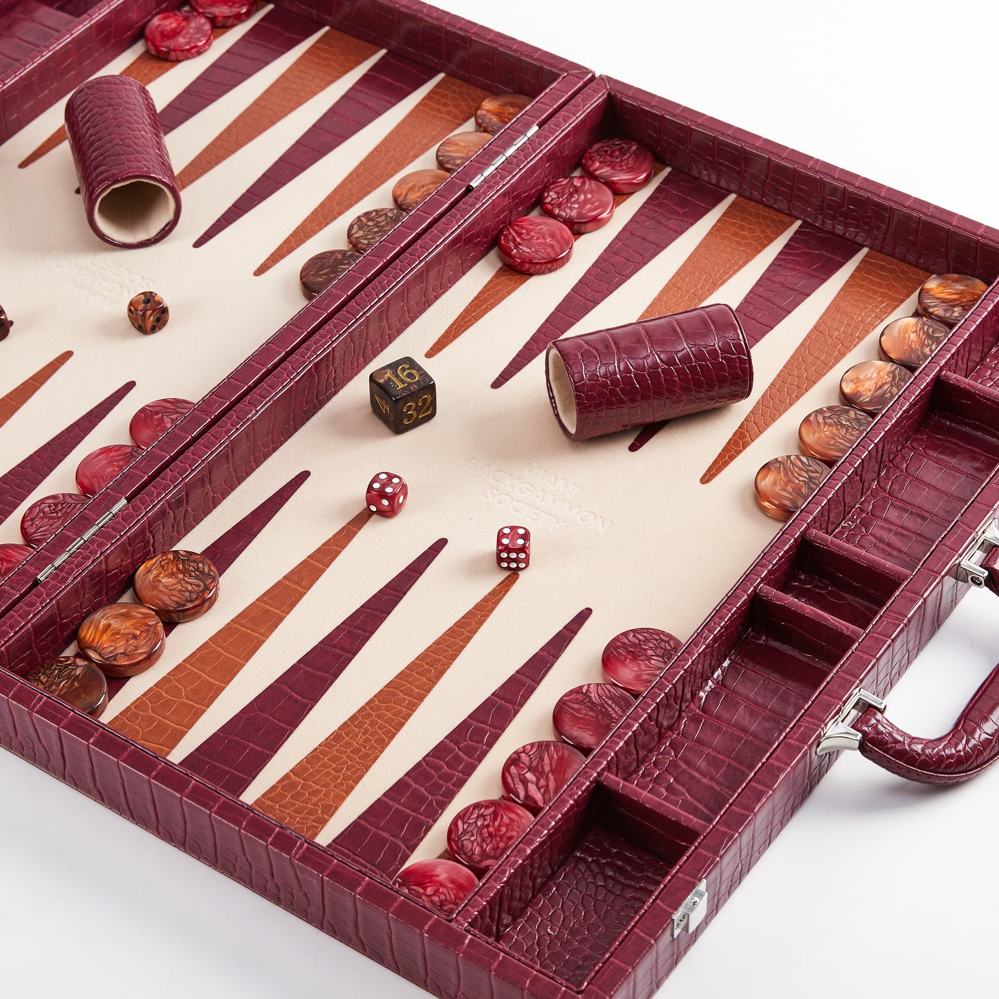 PRE-ORDER: Miami Backgammon Society Crocodile Board — Bordeaux