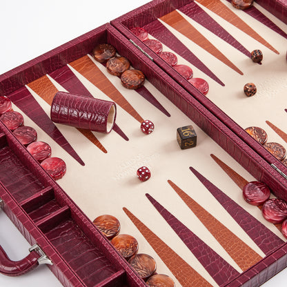 PRE-ORDER: Miami Backgammon Society Crocodile Board — Bordeaux