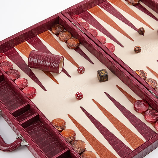 PRE-ORDER: Miami Backgammon Society Crocodile Board — Bordeaux
