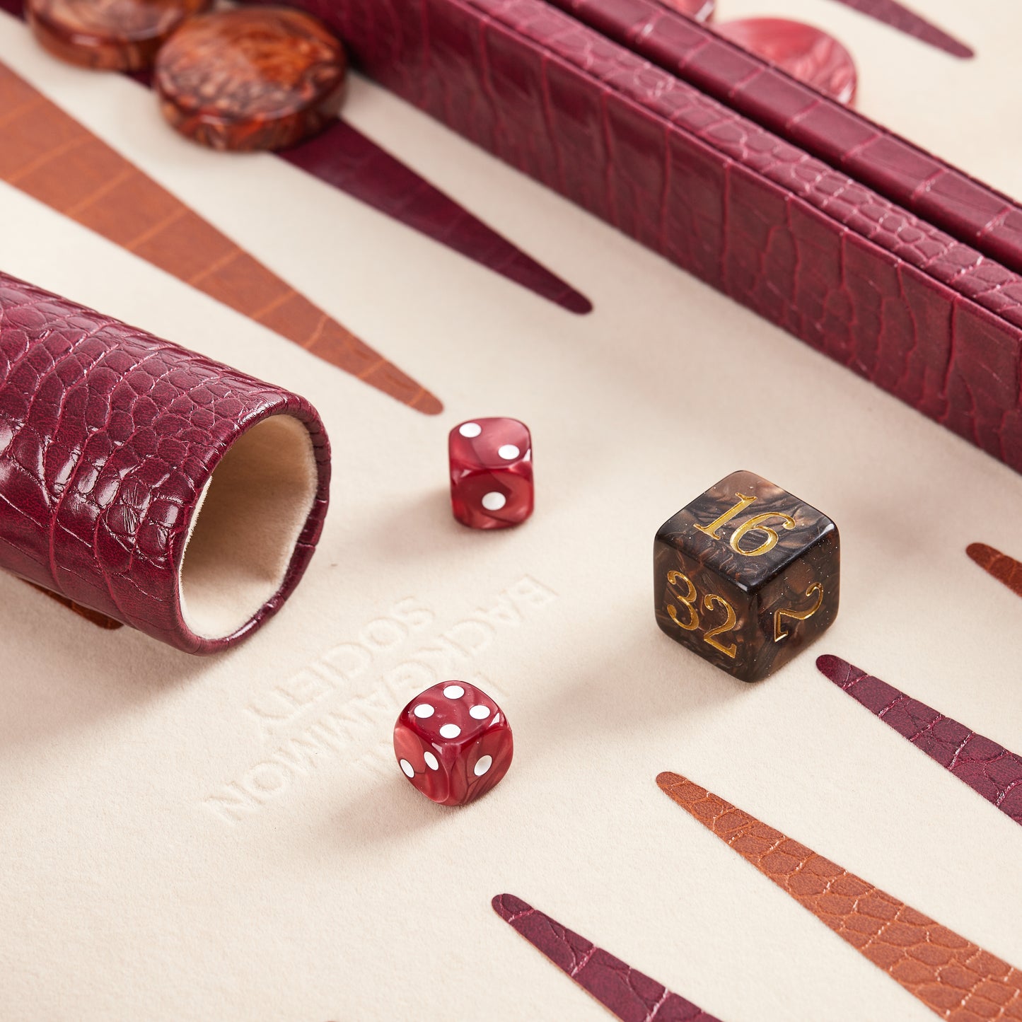 PRE-ORDER: Miami Backgammon Society Crocodile Board — Bordeaux