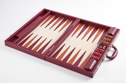PRE-ORDER: Miami Backgammon Society Crocodile Board — Bordeaux