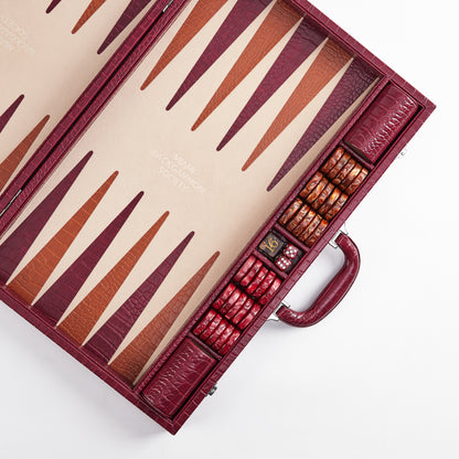 PRE-ORDER: Miami Backgammon Society Crocodile Board — Bordeaux
