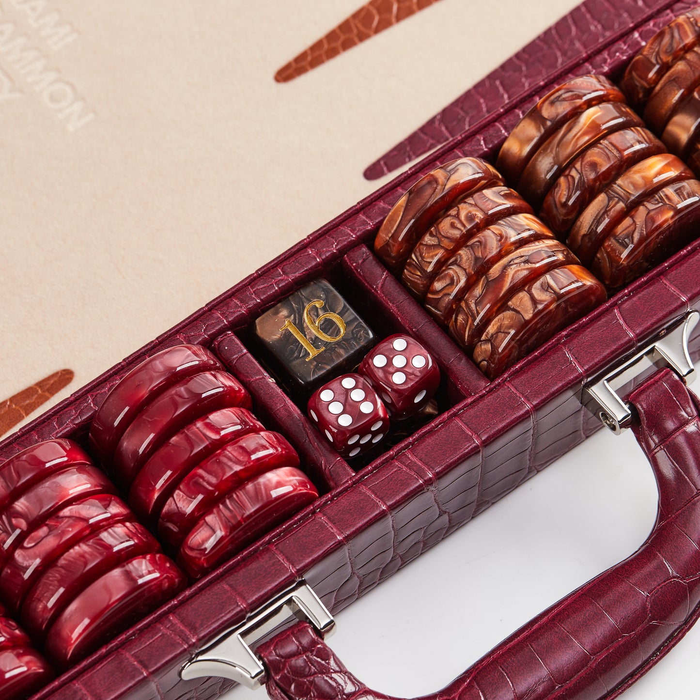 PRE-ORDER: Miami Backgammon Society Crocodile Board — Bordeaux
