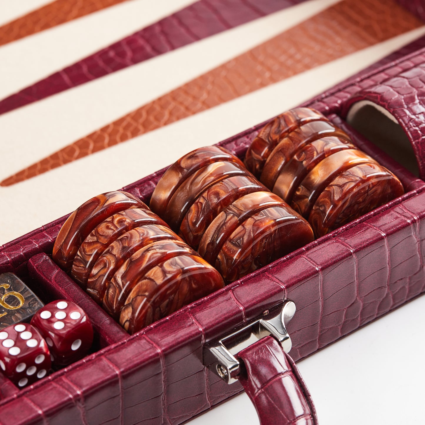 PRE-ORDER: Miami Backgammon Society Crocodile Board — Bordeaux