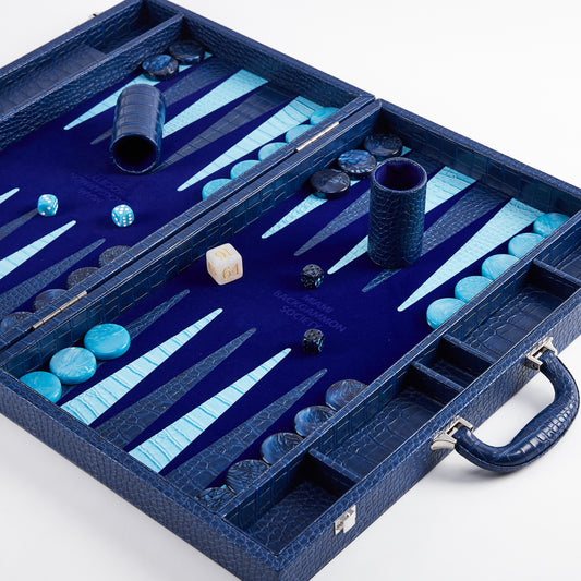 PRE-ORDER: Miami Backgammon Society Crocodile Board — Midnight Navy
