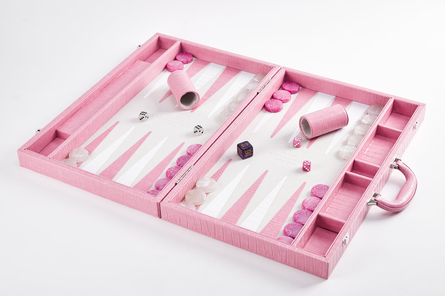 PRE-ORDER: Miami Backgammon Society Crocodile Board — Miami Pink