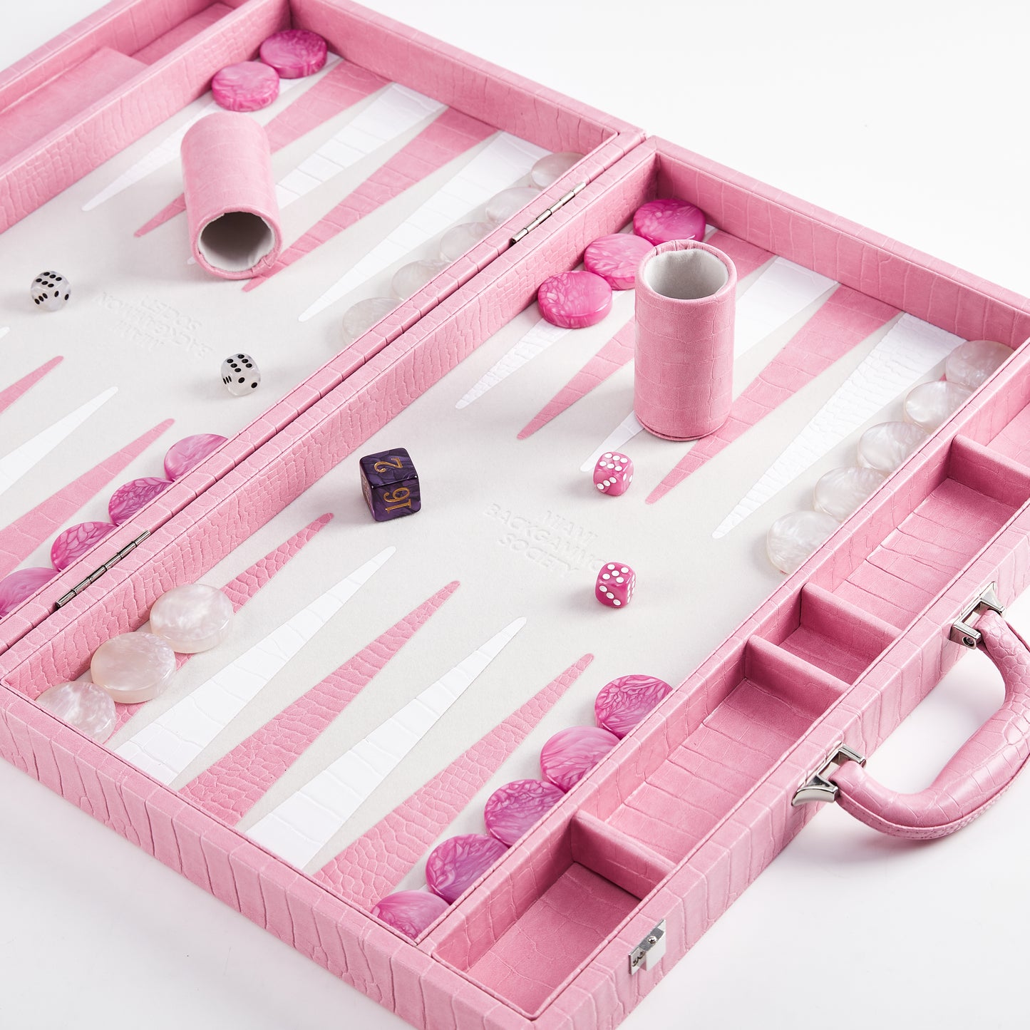 PRE-ORDER: Miami Backgammon Society Crocodile Board — Miami Pink