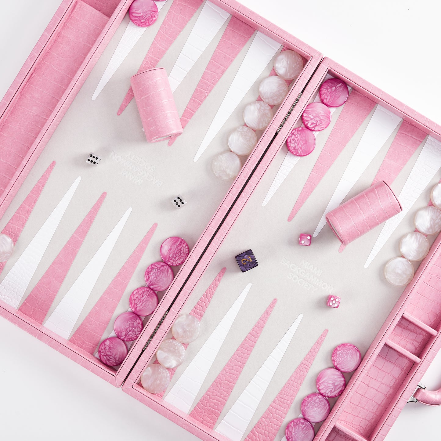 PRE-ORDER: Miami Backgammon Society Crocodile Board — Miami Pink