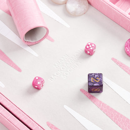 PRE-ORDER: Miami Backgammon Society Crocodile Board — Miami Pink