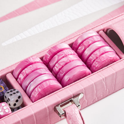PRE-ORDER: Miami Backgammon Society Crocodile Board — Miami Pink