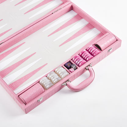 PRE-ORDER: Miami Backgammon Society Crocodile Board — Miami Pink