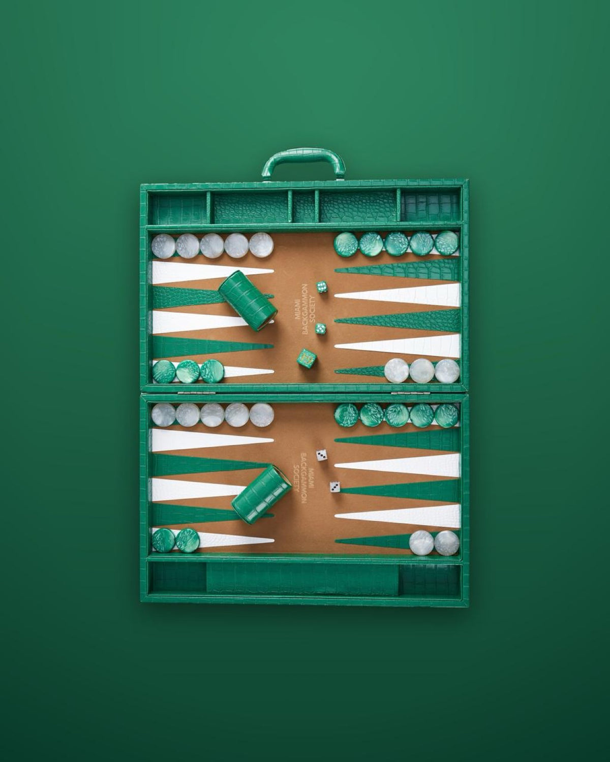 Miami Backgammon Society Crocodile Board — Émeraude