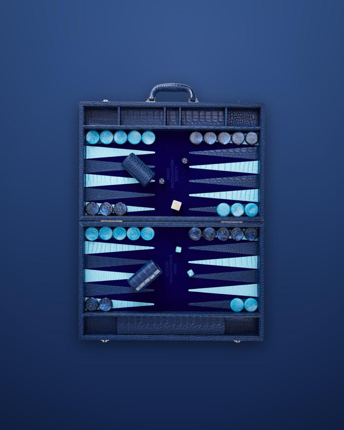 Miami Backgammon Society Crocodile Board — Bleu nuit
